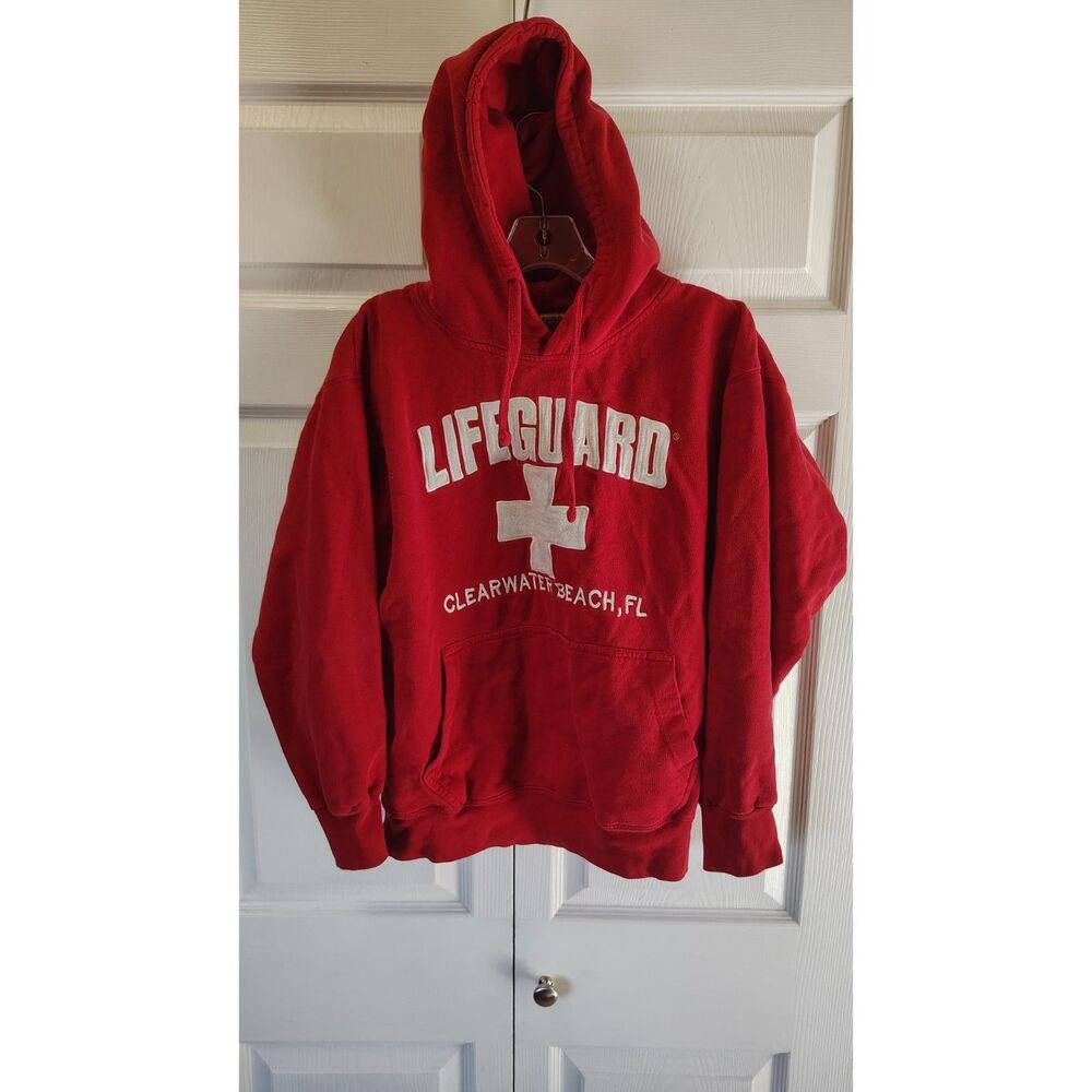 Official Lifeguard Grunge Clearwater Beach FL Pullover Hoodie Medium